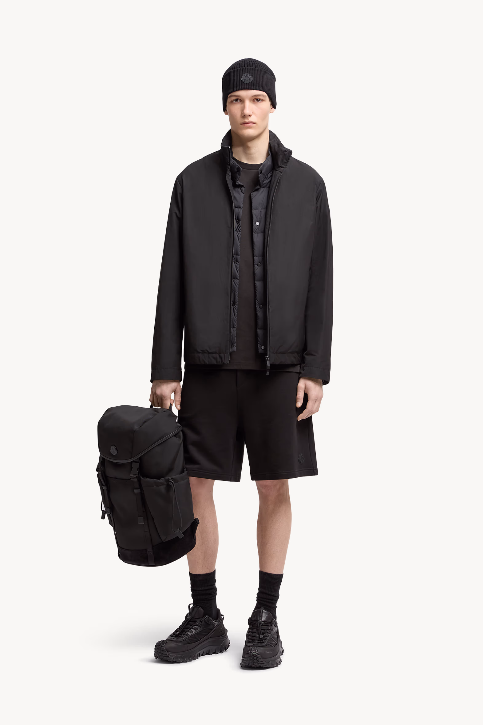 Logo Patch Cotton Shorts Men Black Moncler 0
